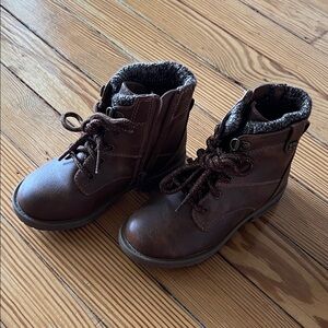 Wonder Nation Brown Kids Boots with Cozy Lining